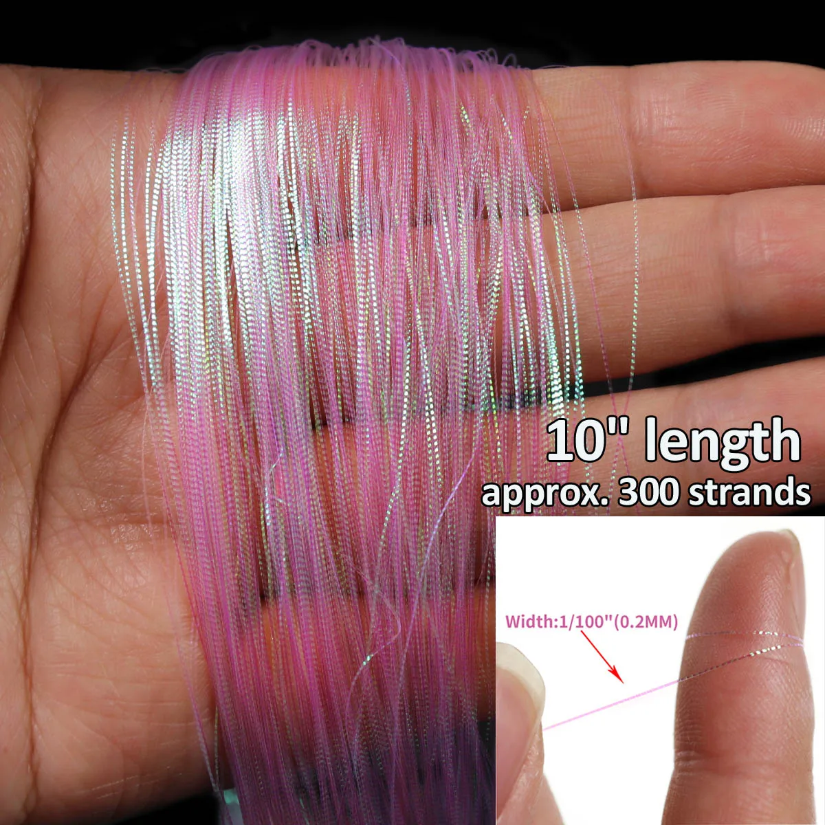 1Pack 0.2mm Gliss Glow Flash Strands Saltwater Flashbou Bucktail Spinnerbait Fishing Lure Bass TroutFly Wing Tail Tying Material