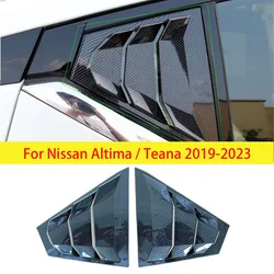 For Nissan Altima / Teana 2019-2023 Car Rear Louver Window Side Shutter Cover Trim Sticker Vent Scoop ABS Carbon Fiber Black