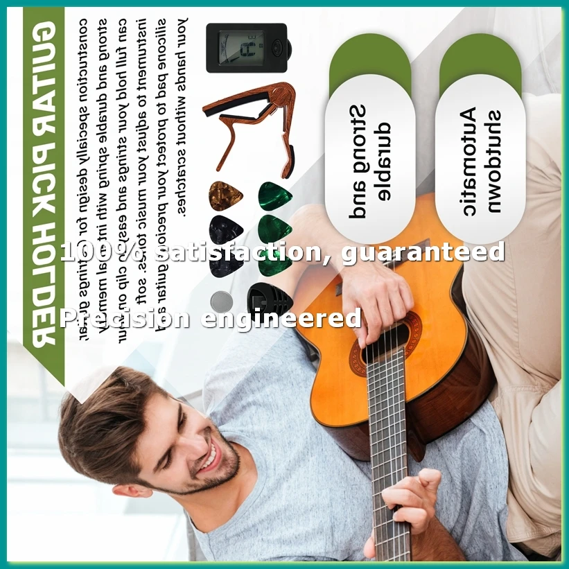Guitar Capo Tuner Fit for Ukulele Violin Electric Bass Acoustic Guitar with Picks and Pick Holder Guitar Accessories-A09G