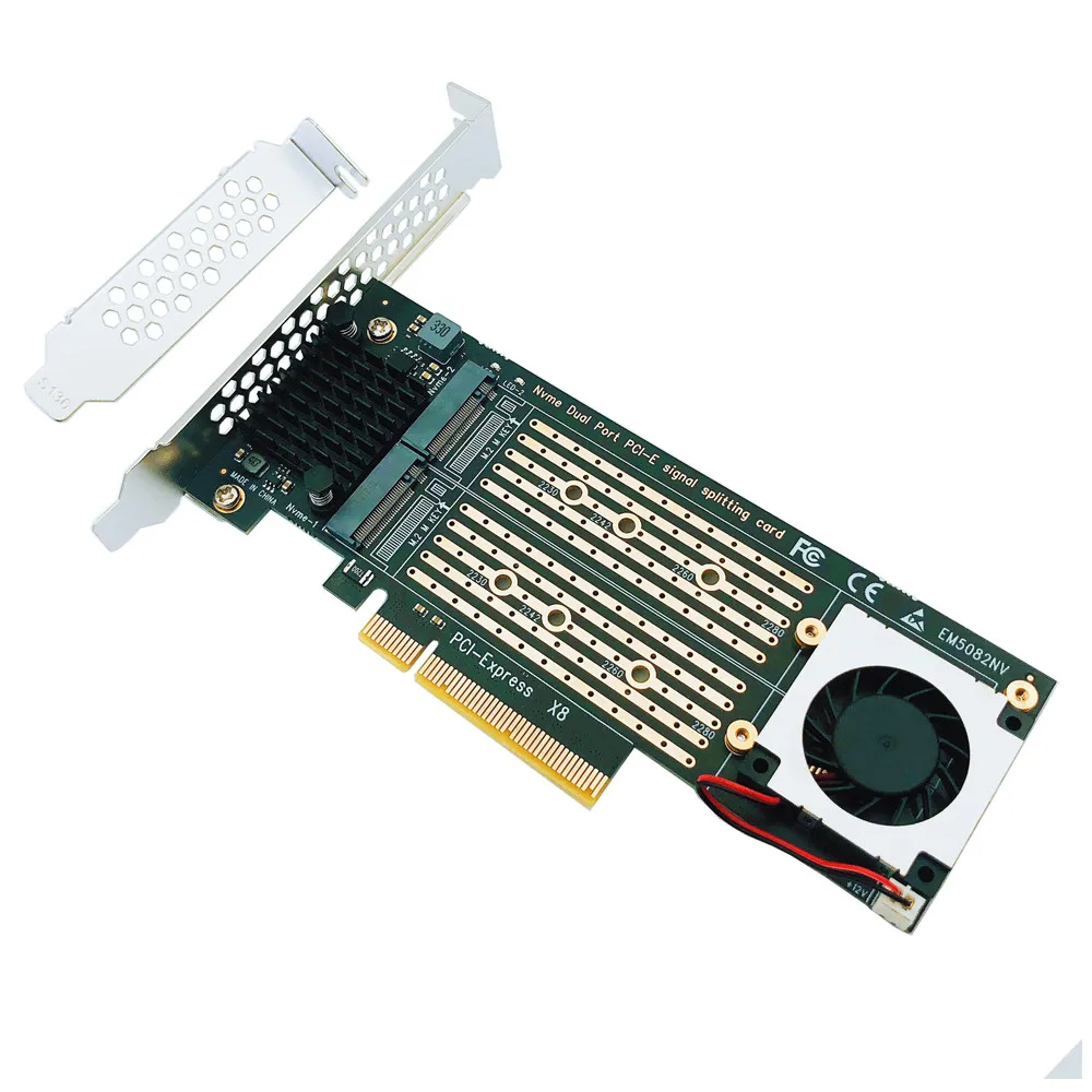 Nowa karta PCIe na M2 karta PCIe X8 2 Port M2 NVME M klucz SSD konwerter M.2 PCI Express X8 Adapter roc RAID karta rozszerzeń Riser