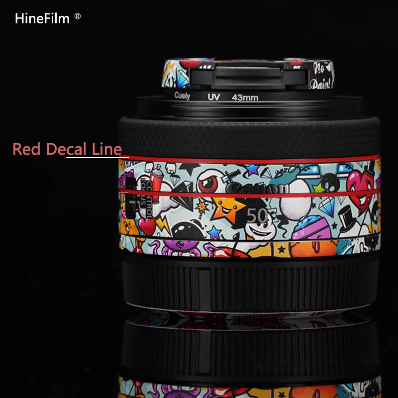 RF50 F1.8 Lens Red Decal Line Decal Skin For Canon RF35 F1.8 RF85F2 Lens Red Line Skin Premium Wraps Case Protective Guard Film