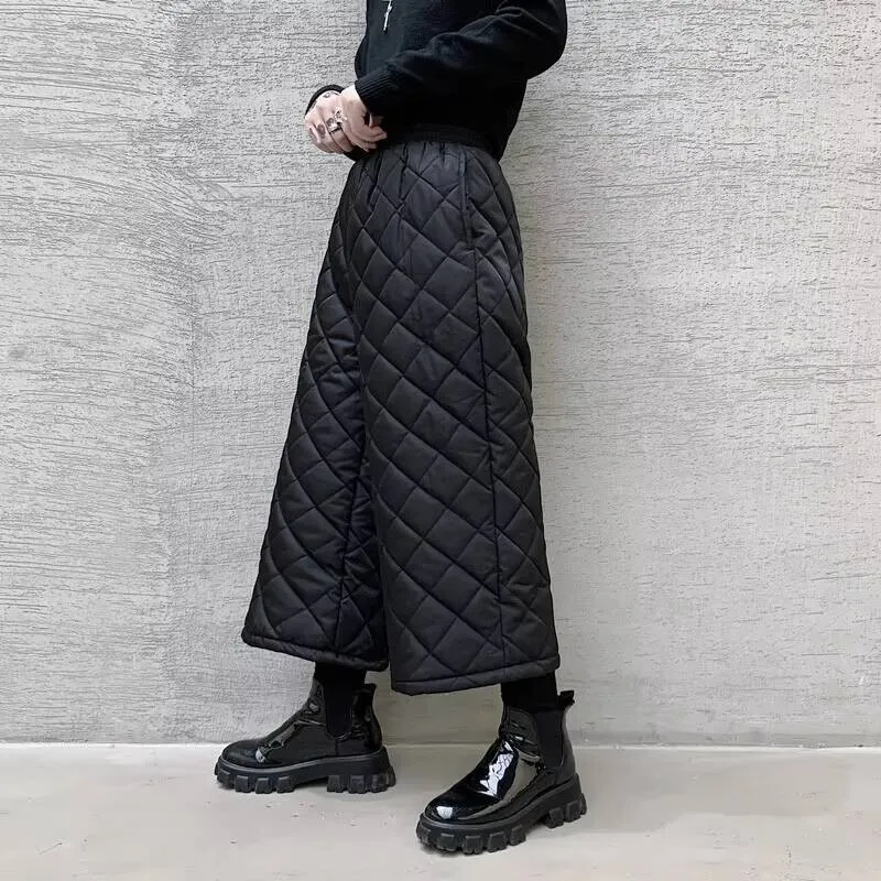 

And Autumn Winter Leg Wide Cotton Pants Men New Dark Fashion Neutral Yamamoto Wind Thickening Leisure Large Size Eight Pants