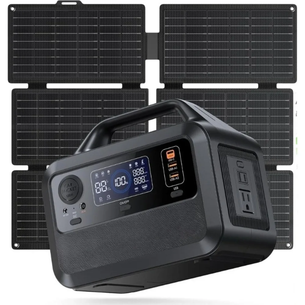 

Солнечный генератор с солнечной панелью мощностью 40 Вт, портативная электростанция емкостью 230 Втч для быстрой зарядки 1,5 часа, выход переменного тока мощностью 600 Вт.