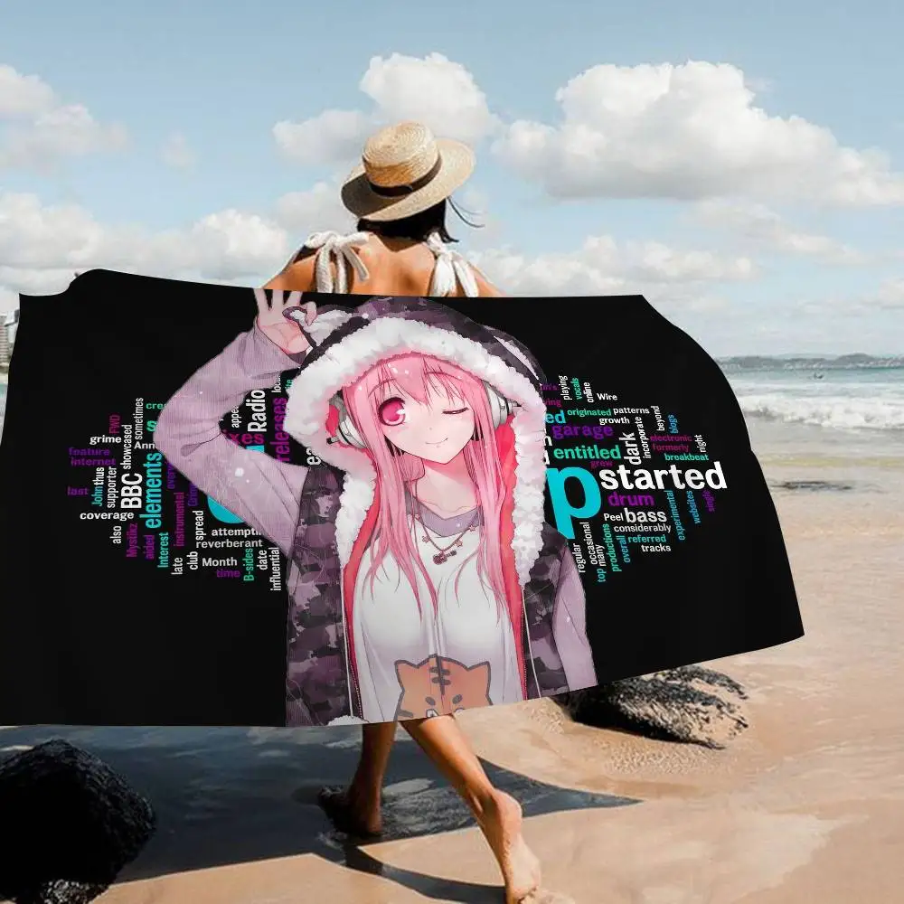 S-Super Sonico Microfiber Beach Towel Absorbent Quick dry Soft Yoga Swimming Resort Mountain Climbing Towel