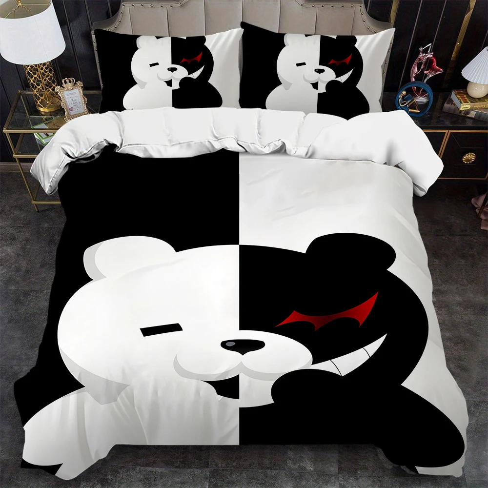 

Classic Game D-Danganronpa Monokuma Duvet Cover Set Bedding Soft Laundry Cotton Bed 3 Piece Set Four Seasons Student Dormitory