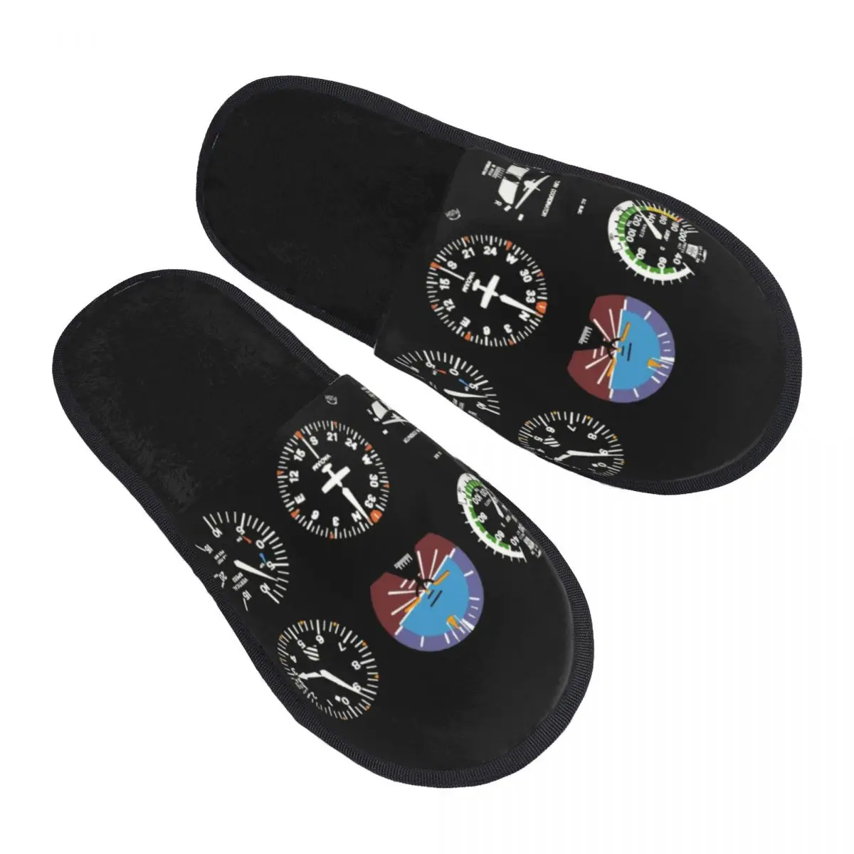 Custom Cockpit Six Dials Flight Simulator Pilot Memory Foam House Slippers Women Airplane Aircraft Comfy Warm Anti-Skid Slipper