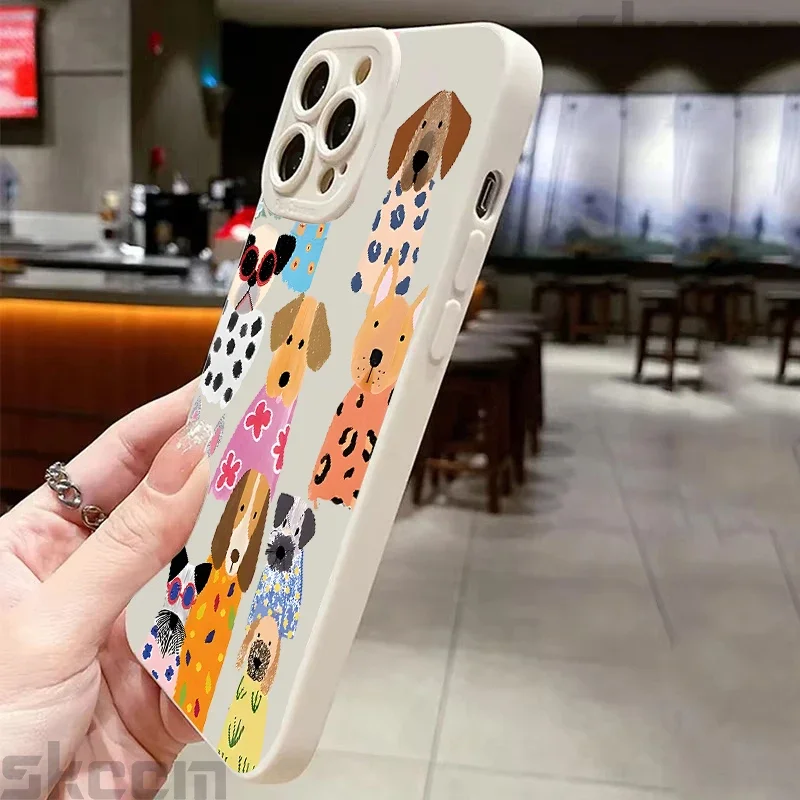 재미있는 컬러풀한 강아지 패턴 디자인 아이폰 17 16 15 14 프로 맥스 12 11 13용 소프트 커버 폰 케이스