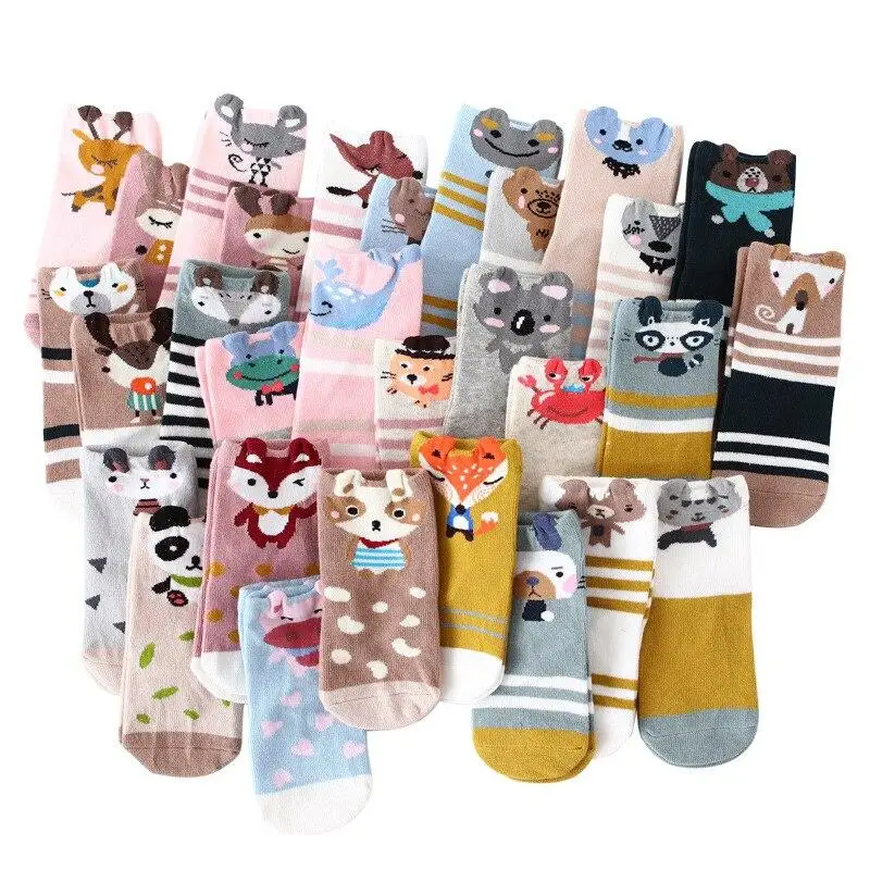 5 Pairs/lot Newborn Baby Socks Cotton Infant Ankle Socks for Girls Children Cotton Cute Socks Cartoon Animals Spring Summer Boy