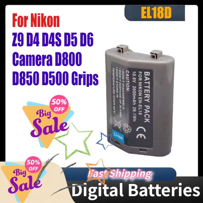 3350mAh High-Performance EN-EL18D EN-EL18d ENEL18d Battery For Nikon Z9 D4 D4S D5 D6 Camera D800 D850 D500 Grips