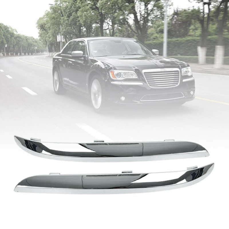 2PCS 68127941AB, 68127940AB Replacement Parts Accessories For Chrysler 300 2011-2014 Front Bumper Molding Trim Set Left+Right