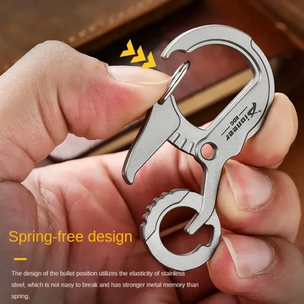 Maeerxu Titanium Alloy Keychain Metal Portable Keychain Multifunctional Bottle Opener Light EDC Keyring Accessories Outdoor Tool