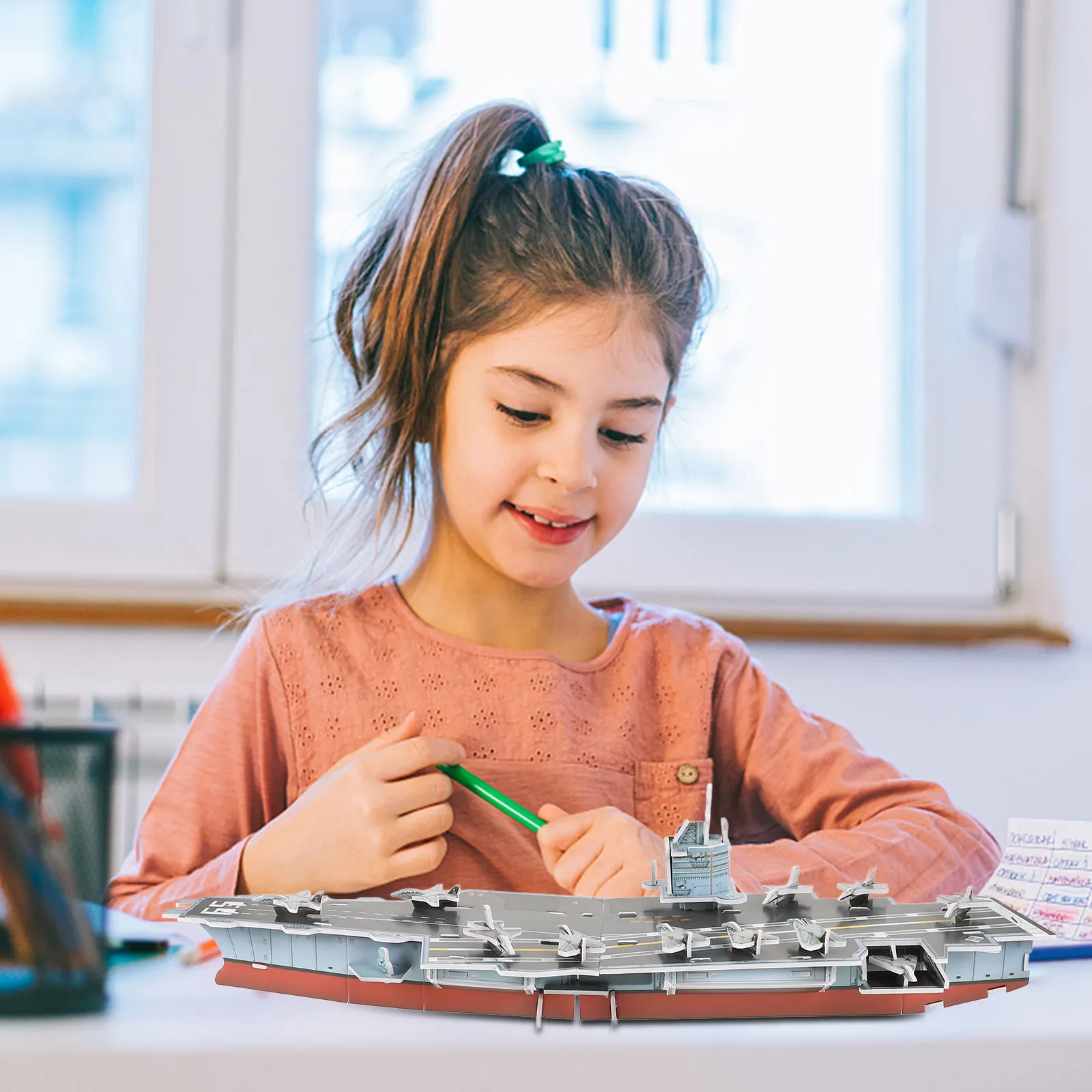 

Aircraft Carrier 3D Puzzle DIY Assemble Kit Paper Construction Educational Craft for Kids Adults Brain Teaser Family Activity