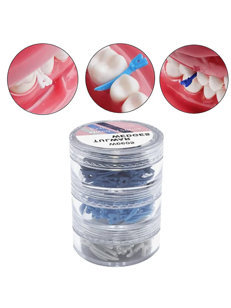 Cales tulwar dentaires en plastique, 40 pièces, avec trou, écart dentaire, recharge de matrice sectionnelle, matériaux de soins bucco-dentaires jetables S/M/L