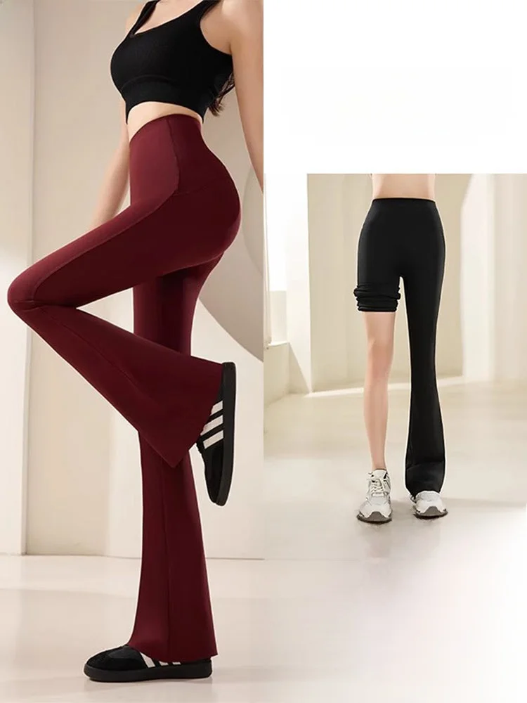 

Брюки для йоги с высокой талией, дышащие, тонкие, эластичные, для похудения живота, весенне-осенние расклешенные брюки, повседневные длинные брюки