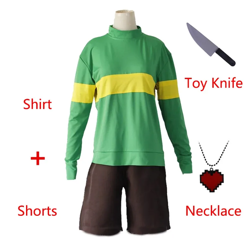 Anime Cosplay Game Undertale Frisk Chara Cosplay Costume Andertail Sweatshirts High Collar Long Sleeve Clothing Shorts Toy  72th view 6