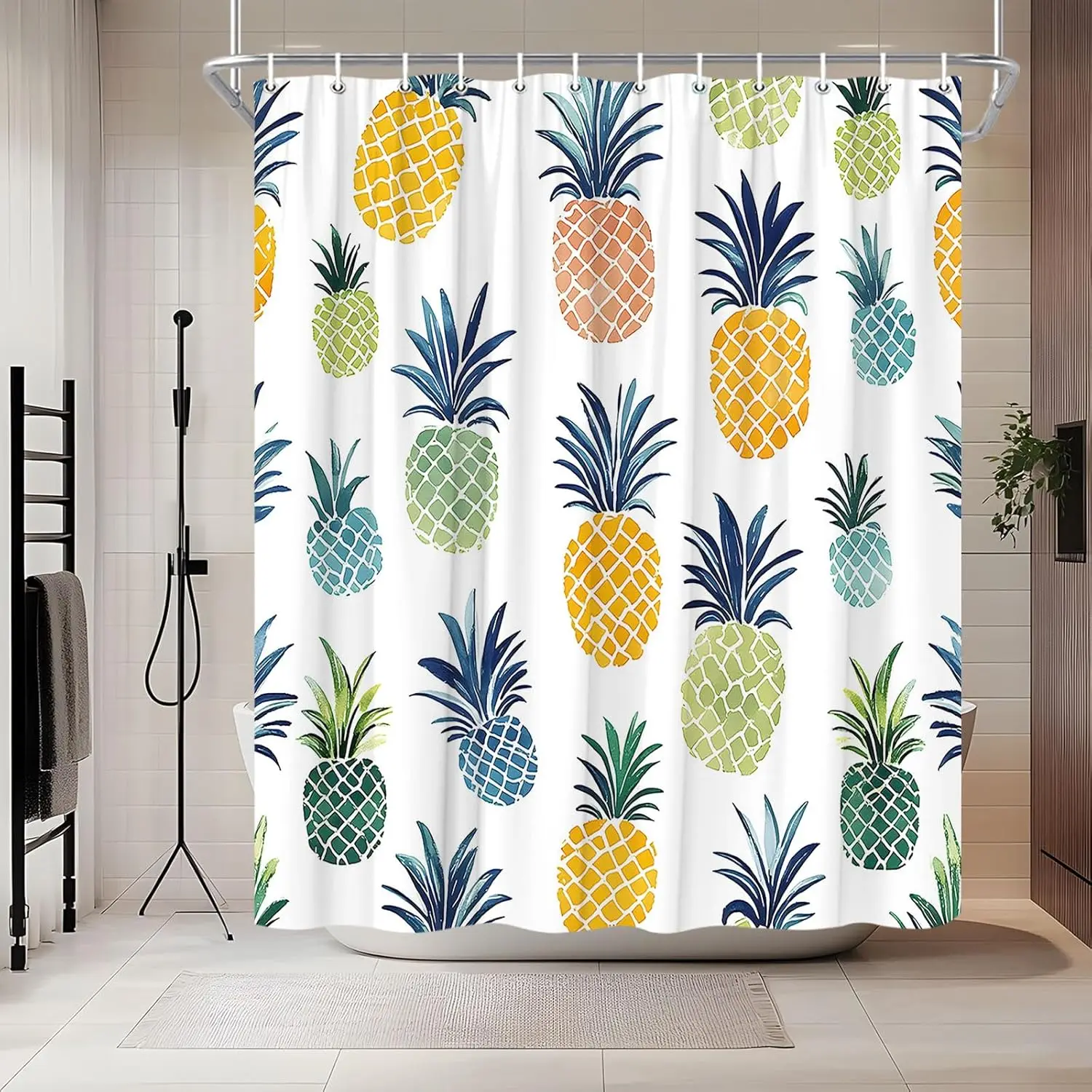 

Занавеска для душа с ананасом, красочные тропические фрукты, забавные милые Гавайи, летние растения, экзотические занавески для душа для мальчиков и девочек, набор занавесок для душа со свежими фруктами
