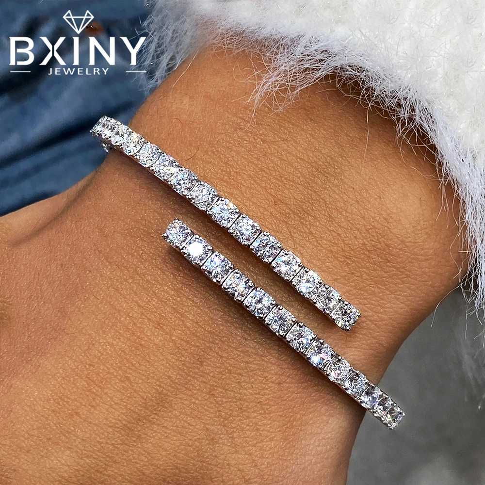 

Браслет-цепочка BXINY с муассанитом 3 мм, 100% серебро S925, для женщин и мужчин, в стиле хип-хоп, теннисный браслет, бриллиантовая цепочка на руку, ювелирные изделия для вечеринок, GRA