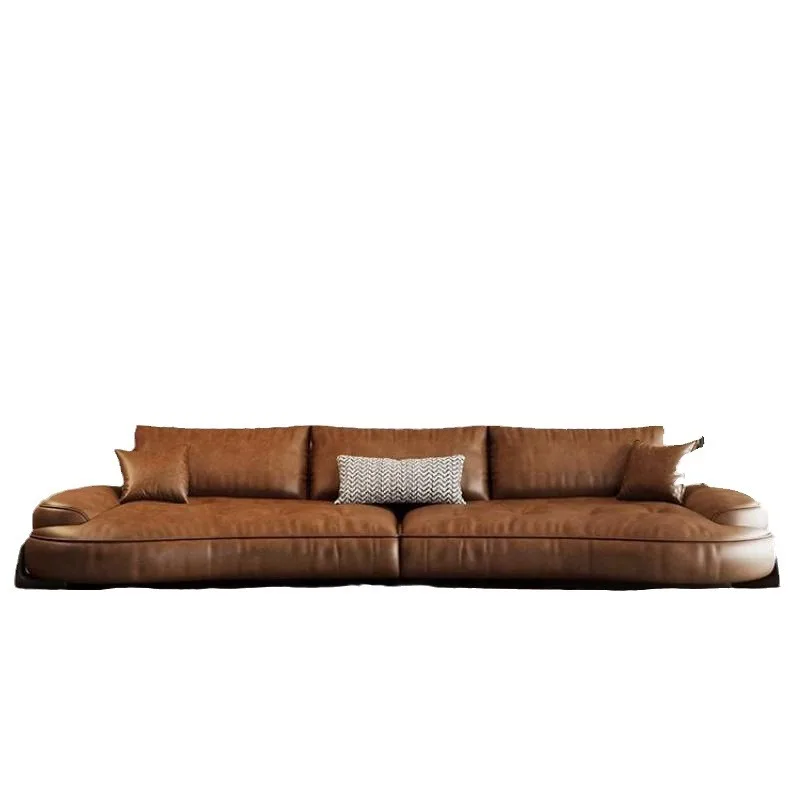Italian minimalist retro first layer cowhide living room modern simple sofa combination