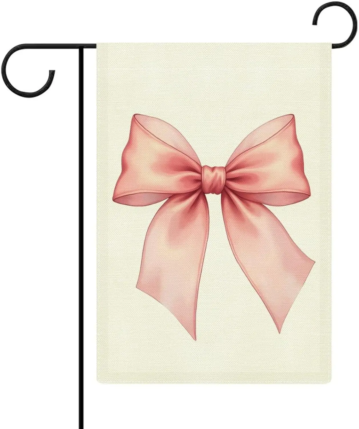 Bandeira de jardim com laço rosa, 12x18 polegadas, dupla face, para decorações externas pequenas de jardim em juta, TTW LLG GGO