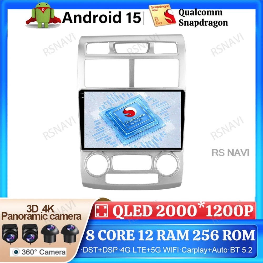 

Android 15 Car Radio For Kia Sportage 2 2004 2005 2006 2007-2010 GPS BT Stereo Viedo Player Qualcomm Wireless Carplay Auto DVD