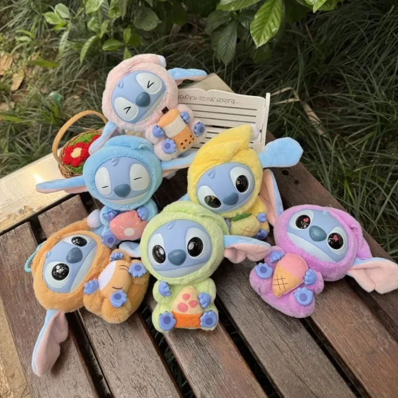 Miniso 2025 Stitch Plush Doll Sanrio Keychain Blind Box Cute Holiday Gift Eat Before Sleep Series Surprise Toy