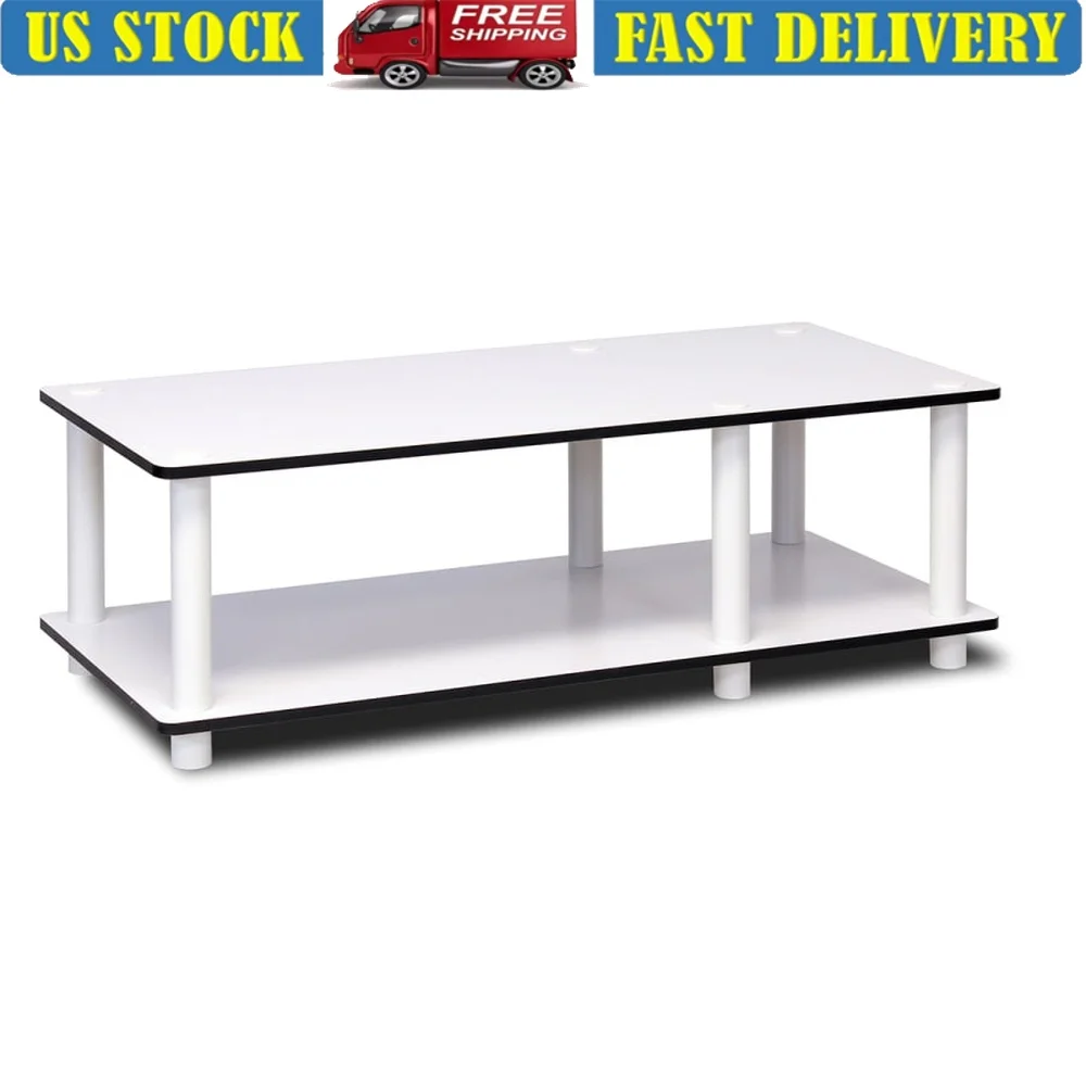

Low Rise TV Stand 32 Inch TVs Easy Assembly Eco-Friendly Composite Wood Storage Shelf White Finish Modern Design