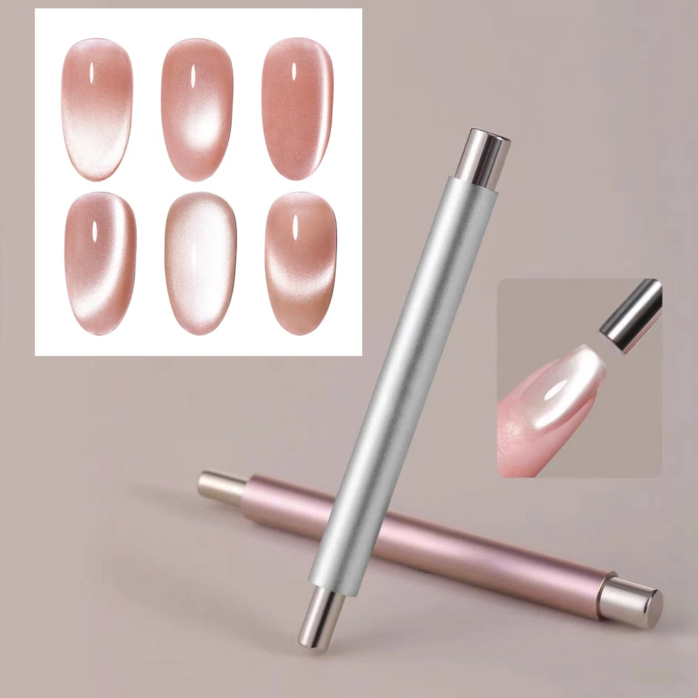 ﻿﻿1pcs Pink Cat's Eye Nail Magnetic Stick For DIY Glass Bead Special,Double-Head Nail Polish Glue Magnet Rod Newly Upgraded Tool