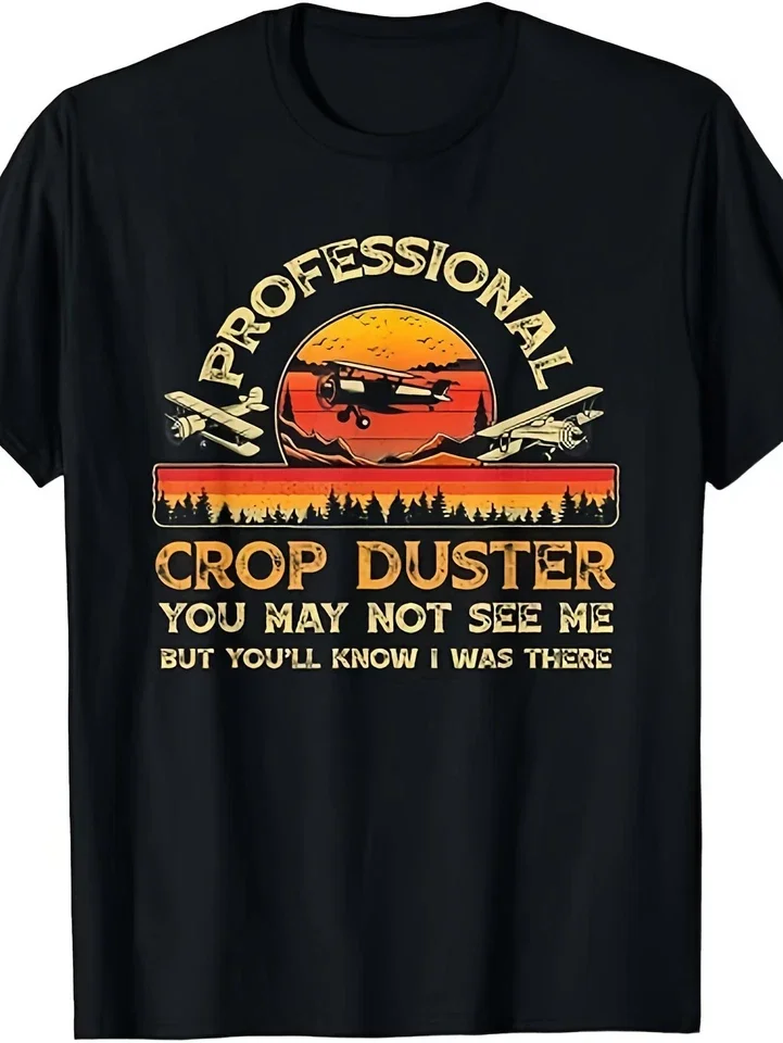 Men'S Professional Crop Duster T Shirt Tee Funny Cotton Women Oversized Casual Summer Streetwear Vintage Harajuku ironic humor