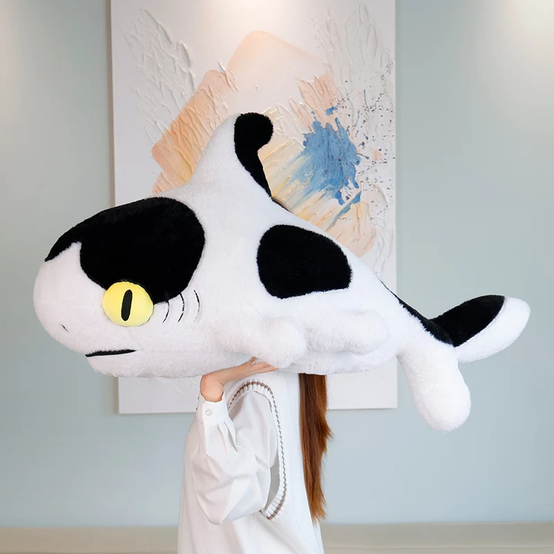 50-100cm Large Shark Stuffed Animal Shark Pillow Stuffed Animals Shark Cat Cow Sleeping Plush Shark Plushie Throw Pillow Cartoon