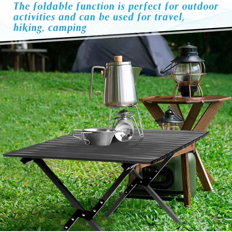 2 Pack Foldable Low Picnic Table 4 ft Portable Lightweight Camping Table Fold Up Collapsible Roll up Metal Camp with Carr