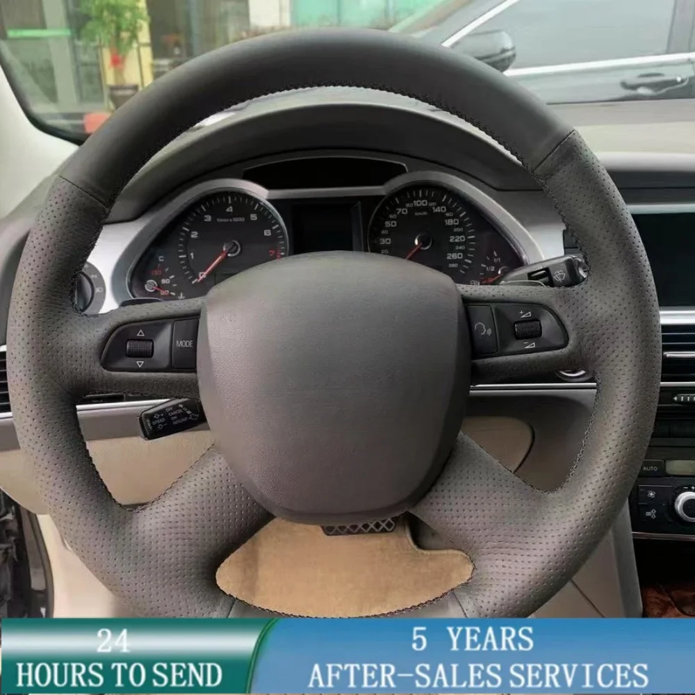 

Индивидуальный автомобильный плетеный чехол на руль, ручное шитье из микрофибры для Audi A4 B7 B8 A6 C6 2004-2011 Q5 2008-2012 Q7