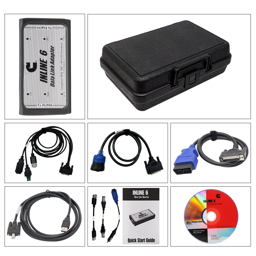 

Heavy Duty Tool INLINE 6 Data Link V7.62/V8.7 Adapter Inline6 Full 8 Cable Truck Diagnostic Scanner