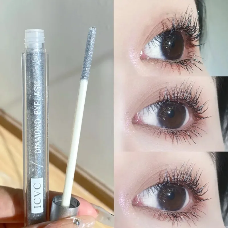 Mascara diamant scintillant, paillettes, cils, longue durée, recourbé, épais et brillant, surligneur, fard à paupières liquide, maquillage