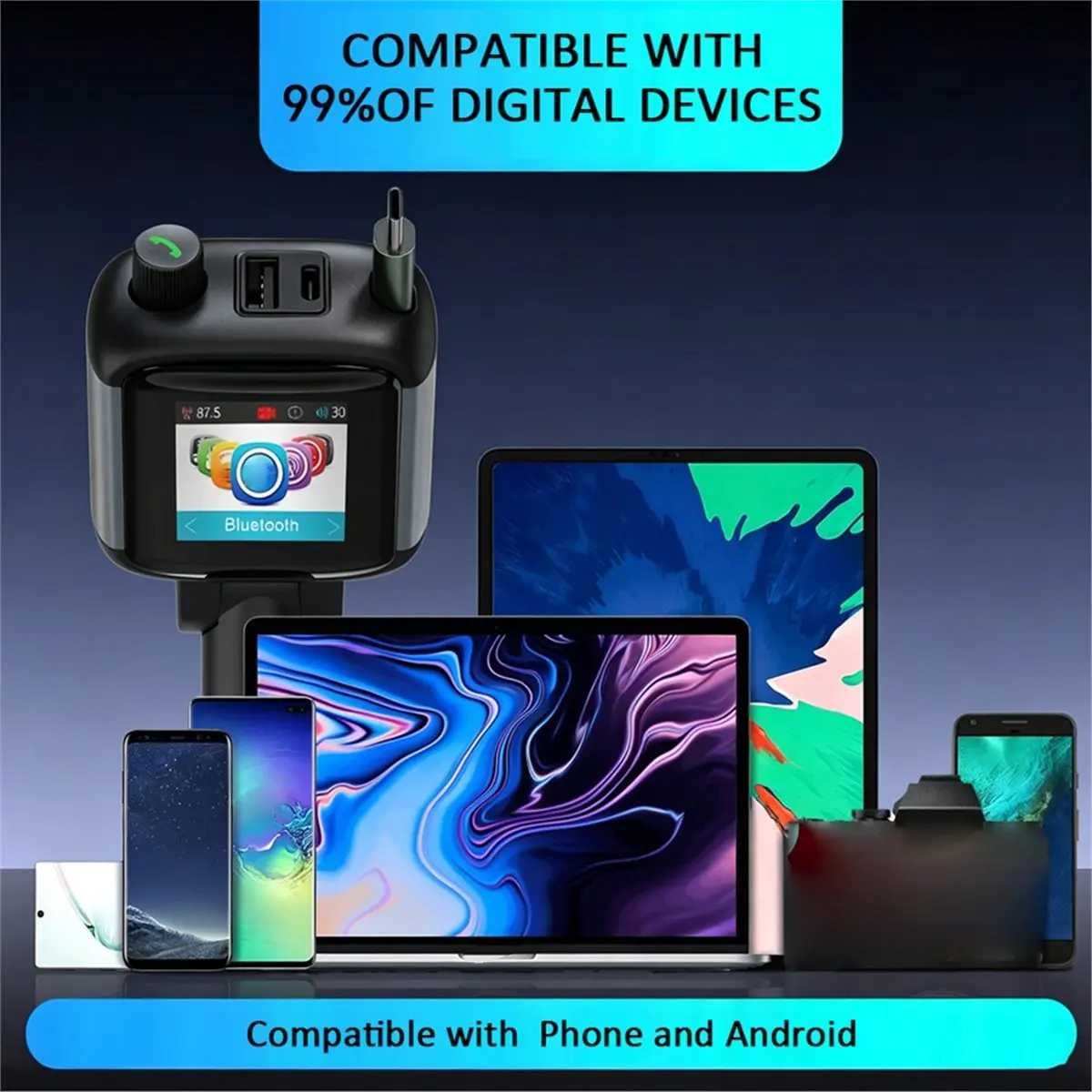 【POPULAR PICK】-Color Screen Bluetooth FM Transmitter Car Charger 83W PD Fast Charger Car Radio with Mic for Hands Free Call MP3