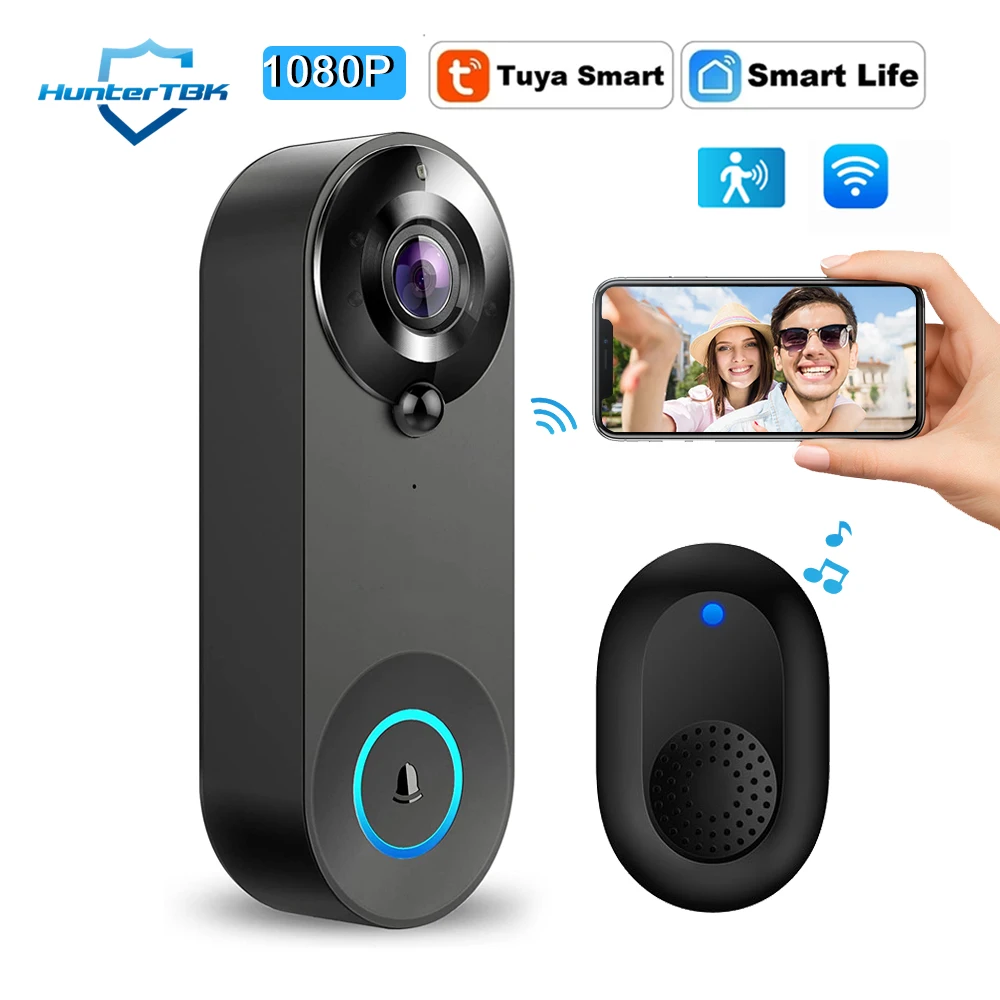 1080P sans fil vidéo sonnette caméra WiFi sonnette de porte intelligente Tuya sécurité à domicile intelligente détection de mouvement Vision nocturne interphone sonnette