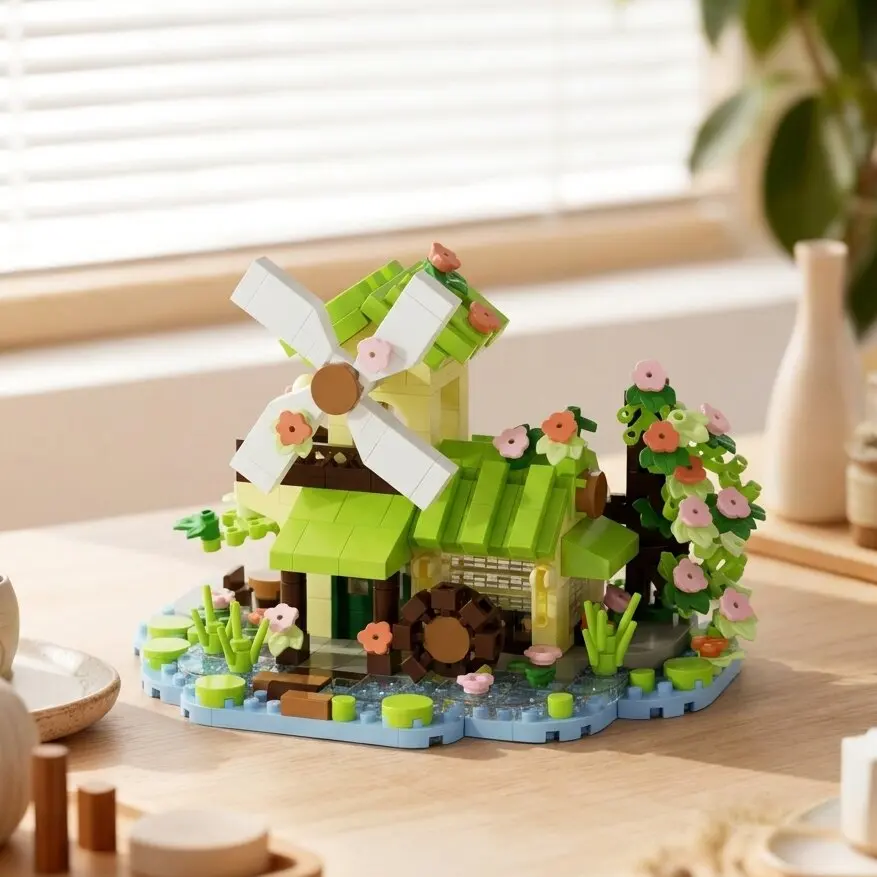 479-teiliges Waldhütten-Mini-Bausteinset Stadtansicht Gewächshaus Windmühle Baumhaus DIY-Modell Geburtstagsgeschenk