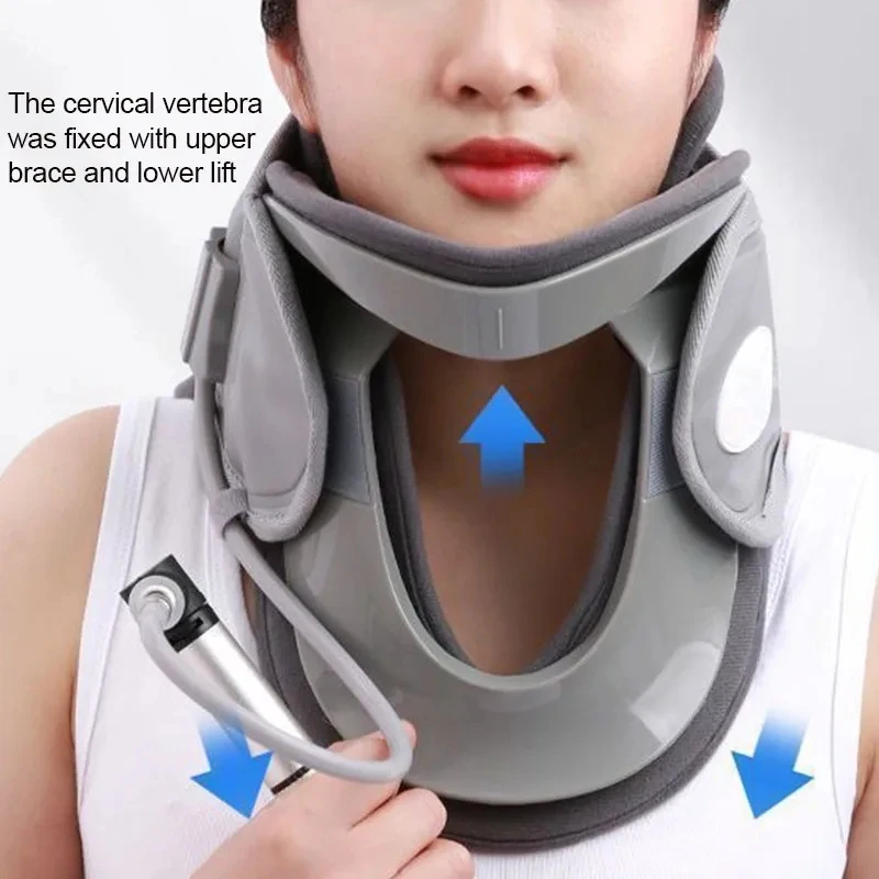 1 Set Neck Traction Device, Cervical Spine Alignment Neck Brace-Adjustable Ergonomic Neck Stretcher, With Airbag Support