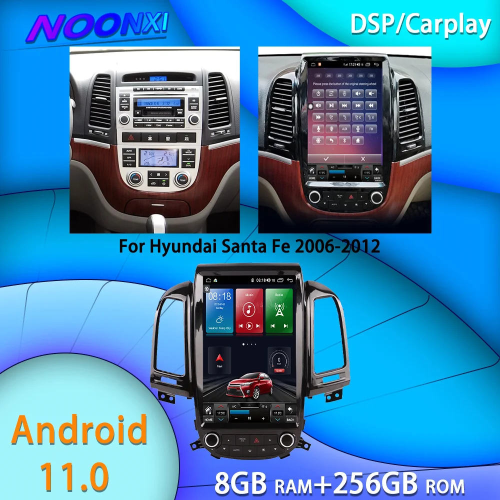 

Для Hyundai Santa Fe 2006-2012 все в одном автомобиль Tesla экран Аудио Интеллектуальная система Радио 2 Din видео плееры GPS 256G Android 11