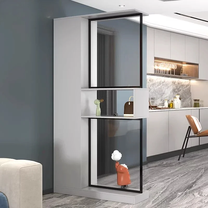 Light luxury simple entrance shoe cabinet integrated living room partition room hall Changhong glass screen storage