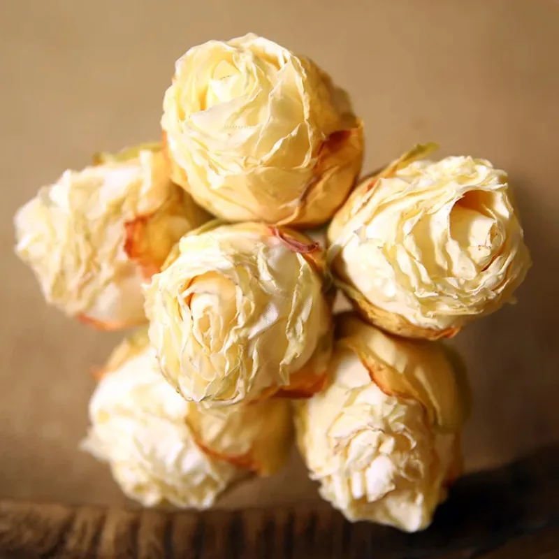 

6Heads Silk Artificial Roses Fake Bouquet Retro Burnt Edge Flowers Hotel Shopping Mall Decoration Orange Rose Simulation Flower