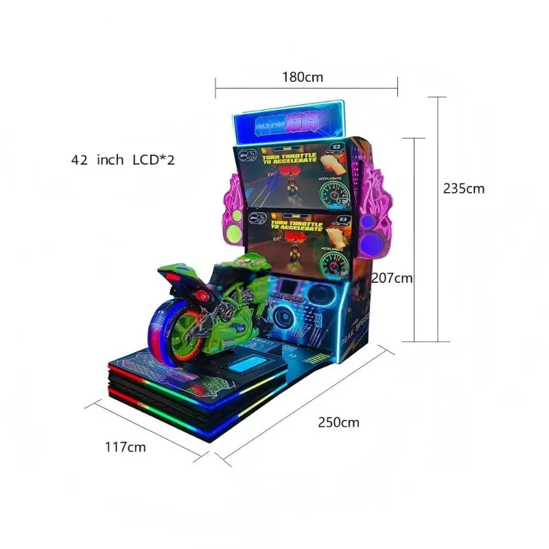 Factory direct coin 42 inch double screen dynamic racing emulator arcade game machine