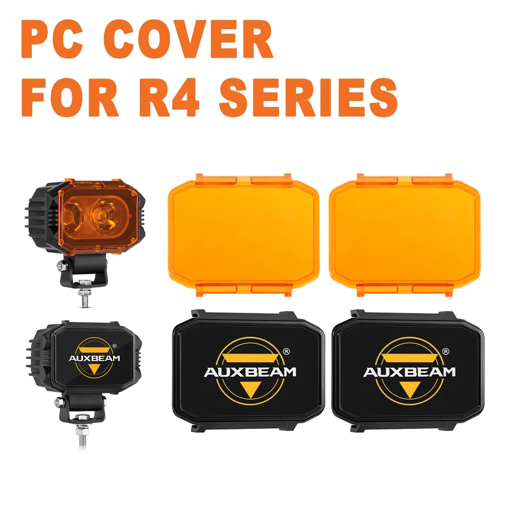 Black / 2300K Amber Light Cover Shells for AUXBEAM R4 SERIES 4 inch LED Pod Driving Lights, Light Color Road-Legal (Only Shell)