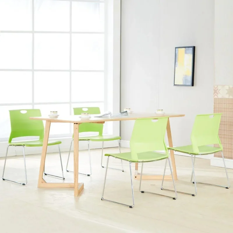 Sidanli Stacking Chairs for Business, Modern Dining Chairs for Home-Green (Set of 4)