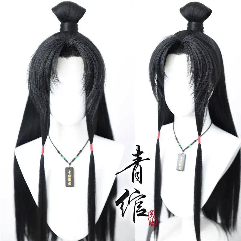 

Парик для косплея в стиле аниме, черный, с высоким хвостом, с кружевной отделкой, для Хэллоуина, в качестве реквизита или подарка