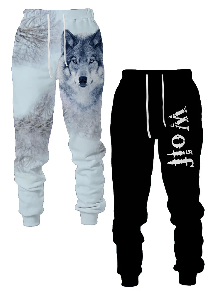 New Long Pants Men Wolf Graphic Sweatpants 3D Print Casual Sportwear Joggers Y2k Men's Outdoor Male Hip Hop Breathable Trousers