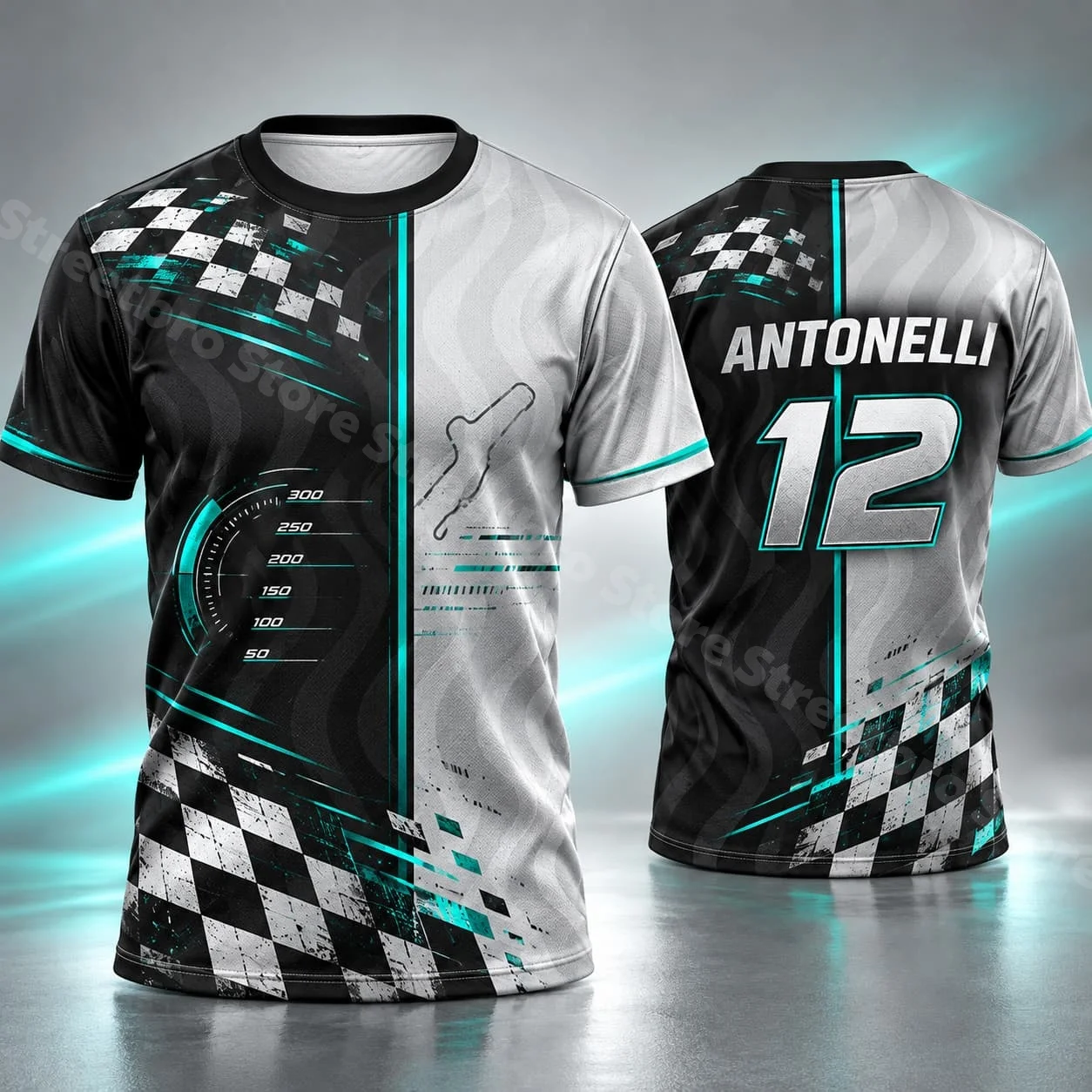 Antonelli 12 Mens Racing T Shirt Summer Short Sleeve Motorsport Jersey Black White Graphic Tee Unisex Streetwear Track Fan Top