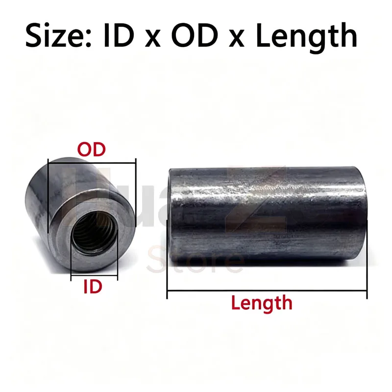 2/20Pcs M10 M12 M14 M16 M20 Extended Round Nut A3 Carbon Steel Threaded Sleeve Bushing Weldable Cylindrical Nut Gasket L=5-60mm