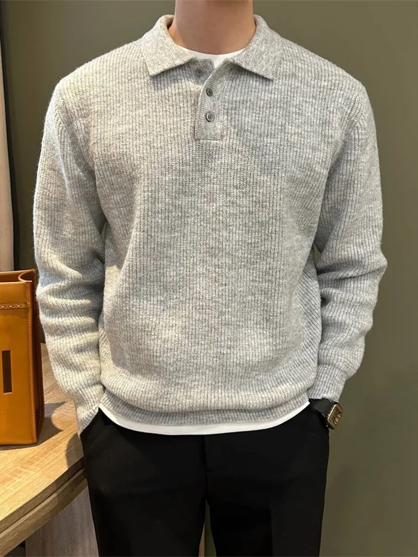 الرجعية اليابانية Sle عارضة الفاخرة irt للرجال بسيطة اللون غرامة شريط Brued تنوعا محبوك سترة #3