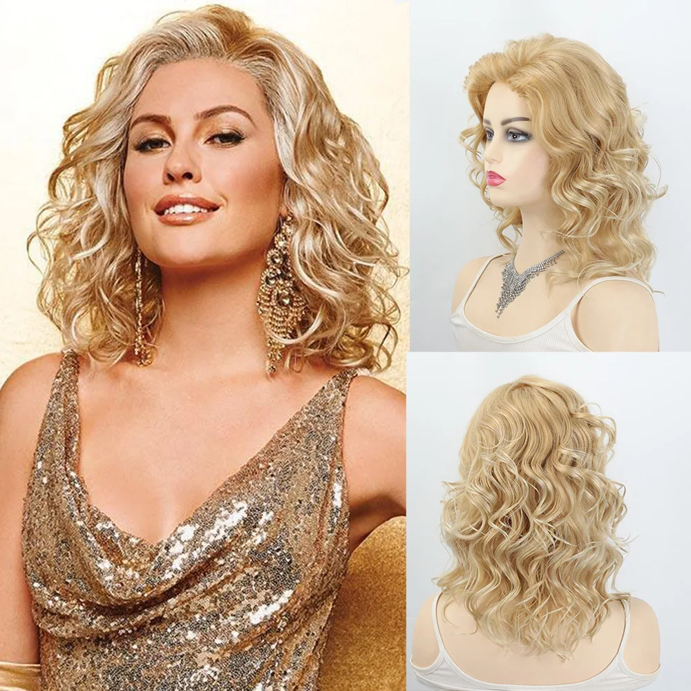 

Wig Headgear Blond Curly Hair European and American Women's Wig
