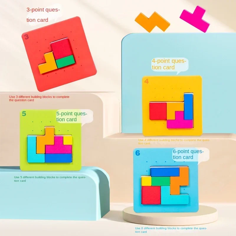 3-6Y 3D Zwei-Personen Interaktives Desktop-Puzzlespiel Tangram Mathe Spielzeug Bausteine Brett Farbe Form Spiel für Kinder Geschenke